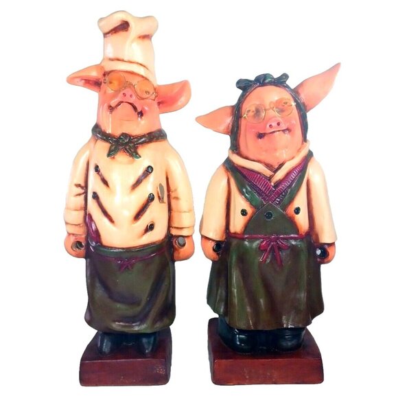 Vtg Bombay 25" R Shipman Pig Chef Cook Maid Sculptures Kitchen Restaurant Decor - Picture 5 of 15